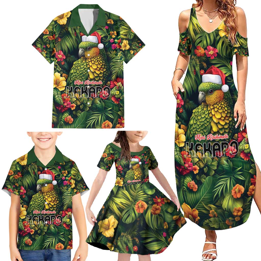 Meri Kirihimete Kakapo Family Matching Summer Maxi Dress and Hawaiian Shirt New Zealand Christmas with Tropical Vibe LT9 - Polynesian Pride