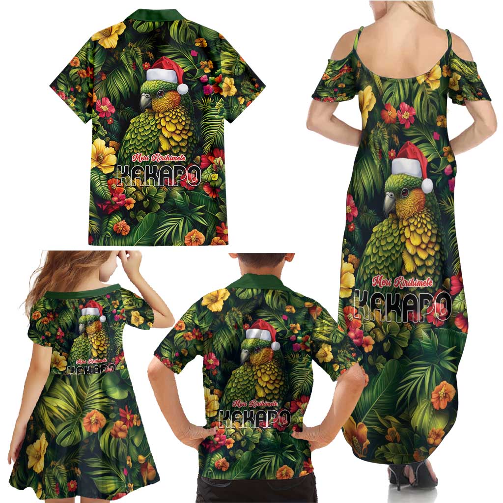 Meri Kirihimete Kakapo Family Matching Summer Maxi Dress and Hawaiian Shirt New Zealand Christmas with Tropical Vibe LT9 - Polynesian Pride