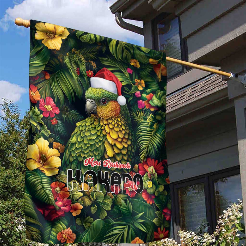 Meri Kirihimete Kakapo Garden Flag New Zealand Christmas with Tropical Vibe LT9 - Polynesian Pride