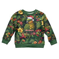 Meri Kirihimete Kakapo Kid Ugly Christmas Sweater New Zealand Christmas with Tropical Vibe LT9 Kid Green - Polynesian Pride