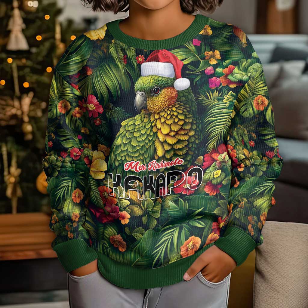 Meri Kirihimete Kakapo Kid Ugly Christmas Sweater New Zealand Christmas with Tropical Vibe LT9 - Polynesian Pride