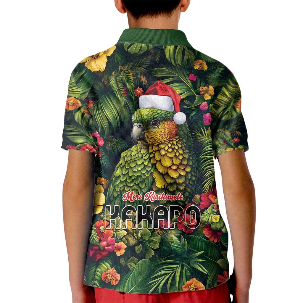 Meri Kirihimete Kakapo Kid Polo Shirt New Zealand Christmas with Tropical Vibe LT9 - Polynesian Pride