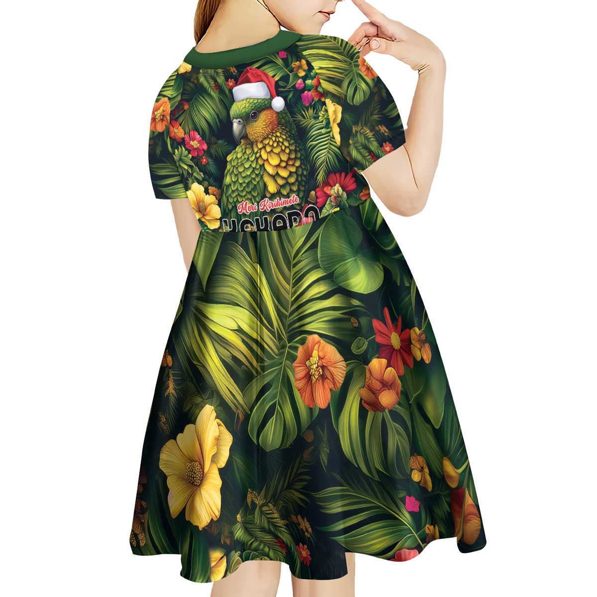 Meri Kirihimete Kakapo Kid Short Sleeve Dress New Zealand Christmas with Tropical Vibe LT9 - Polynesian Pride