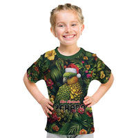 Meri Kirihimete Kakapo Kid T Shirt New Zealand Christmas with Tropical Vibe LT9 Green - Polynesian Pride