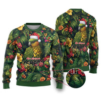 Meri Kirihimete Kakapo Ugly Christmas Sweater New Zealand Christmas with Tropical Vibe LT9 Green - Polynesian Pride