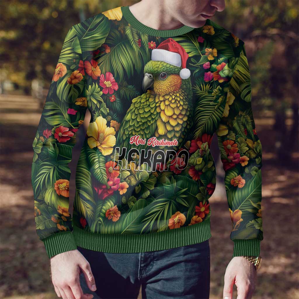 Meri Kirihimete Kakapo Ugly Christmas Sweater New Zealand Christmas with Tropical Vibe LT9 - Polynesian Pride