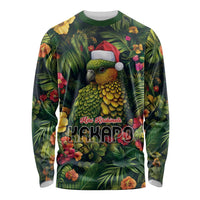 Meri Kirihimete Kakapo Long Sleeve Shirt New Zealand Christmas with Tropical Vibe LT9 Unisex Green - Polynesian Pride