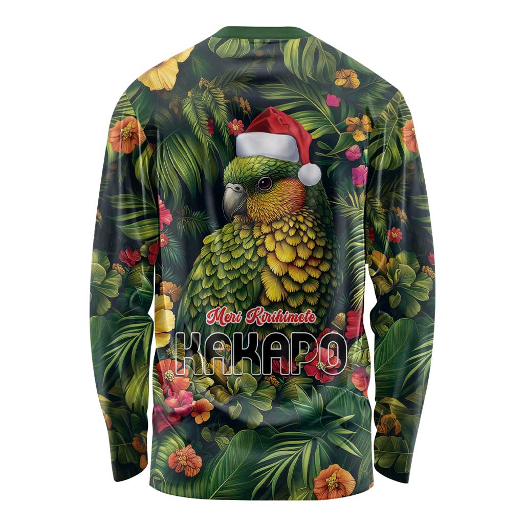 Meri Kirihimete Kakapo Long Sleeve Shirt New Zealand Christmas with Tropical Vibe LT9 - Polynesian Pride