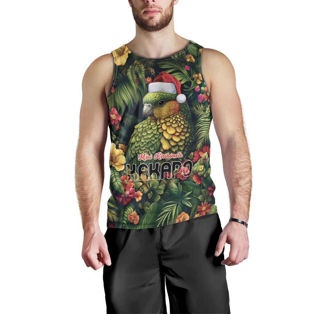 Meri Kirihimete Kakapo Men Tank Top New Zealand Christmas with Tropical Vibe LT9 - Polynesian Pride