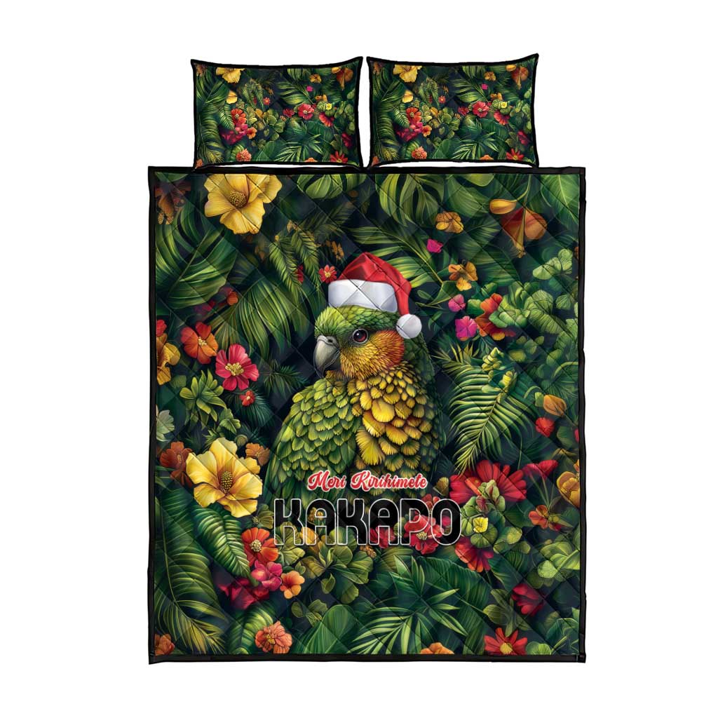 Meri Kirihimete Kakapo Quilt Bed Set New Zealand Christmas with Tropical Vibe LT9 - Polynesian Pride