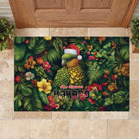 Meri Kirihimete Kakapo Rubber Doormat New Zealand Christmas with Tropical Vibe LT9 Green - Polynesian Pride