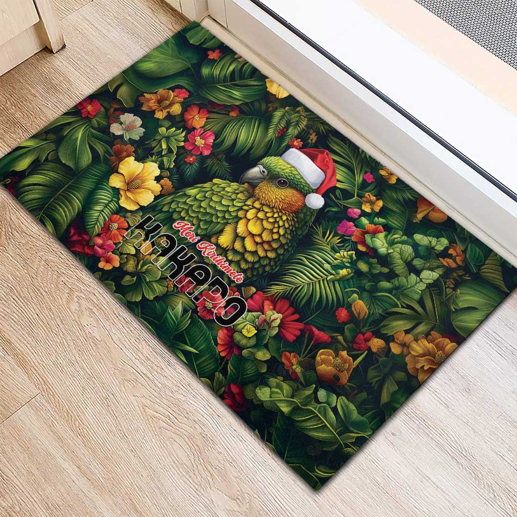 Meri Kirihimete Kakapo Rubber Doormat New Zealand Christmas with Tropical Vibe LT9 - Polynesian Pride