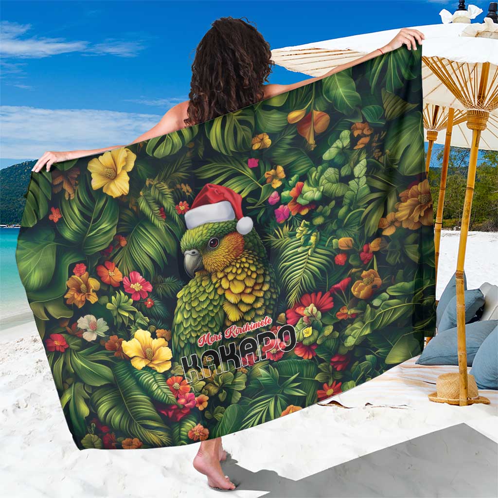 Meri Kirihimete Kakapo Sarong New Zealand Christmas with Tropical Vibe LT9 One Size 44 x 66 inches Green - Polynesian Pride