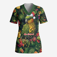 Meri Kirihimete Kakapo Scrub Top New Zealand Christmas with Tropical Vibe LT9 Adult Green - Polynesian Pride