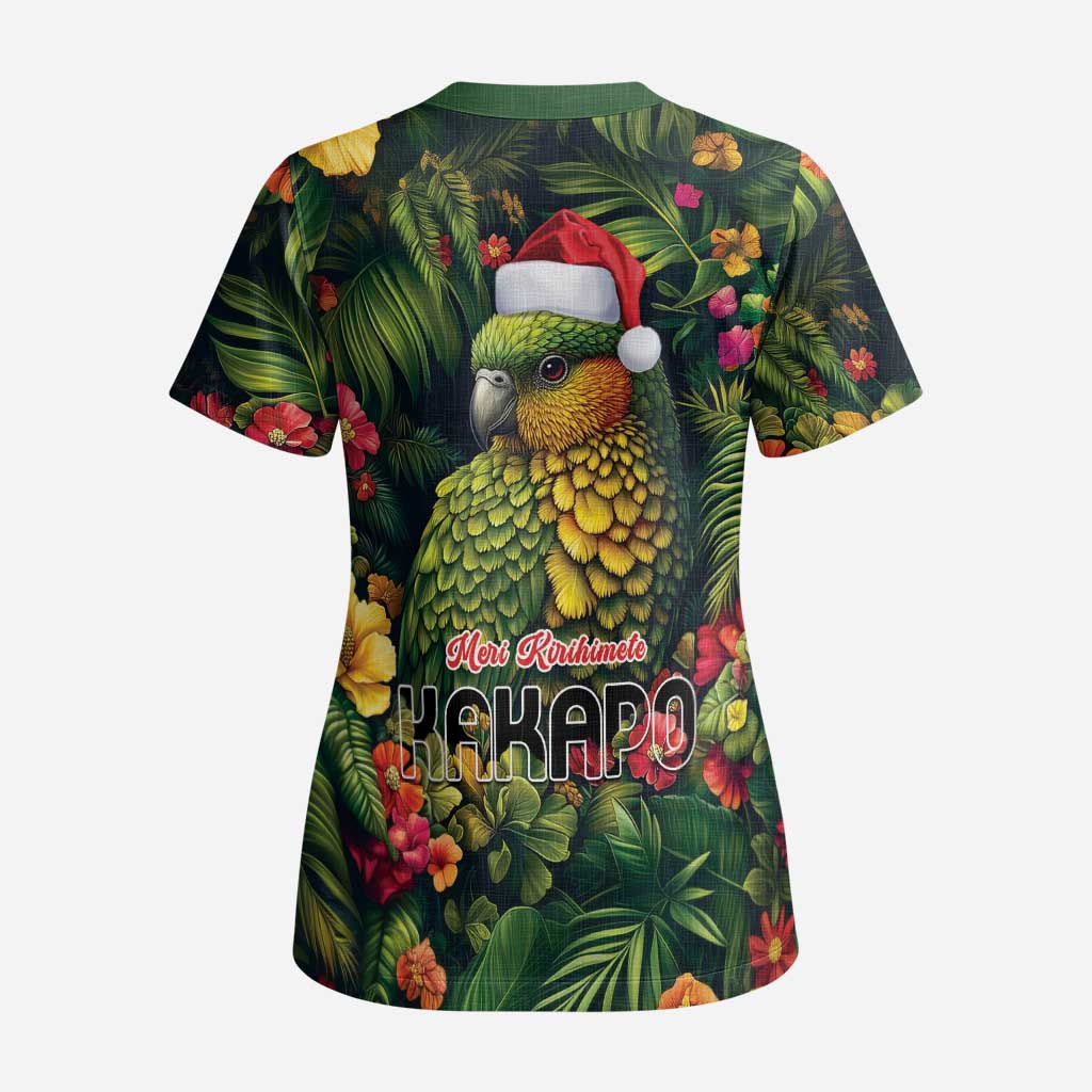 Meri Kirihimete Kakapo Scrub Top New Zealand Christmas with Tropical Vibe LT9 - Polynesian Pride