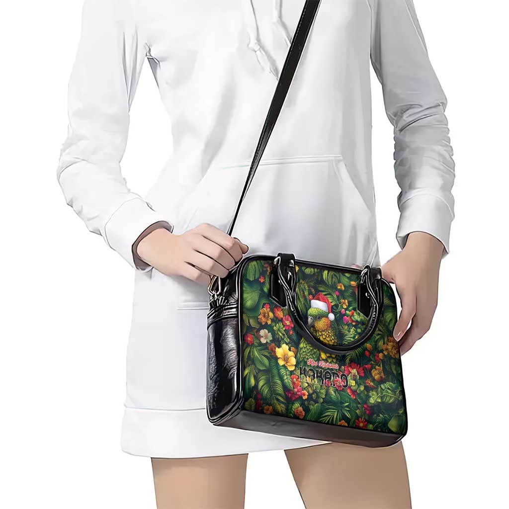 Meri Kirihimete Kakapo Shoulder Handbag New Zealand Christmas with Tropical Vibe LT9 - Polynesian Pride