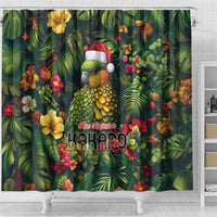 Meri Kirihimete Kakapo Shower Curtain New Zealand Christmas with Tropical Vibe LT9 - Polynesian Pride