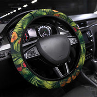 Meri Kirihimete Kakapo Steering Wheel Cover New Zealand Christmas with Tropical Vibe LT9 Universal Fit Green - Polynesian Pride