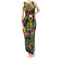 Meri Kirihimete Kakapo Tank Maxi Dress New Zealand Christmas with Tropical Vibe LT9 Women Green - Polynesian Pride