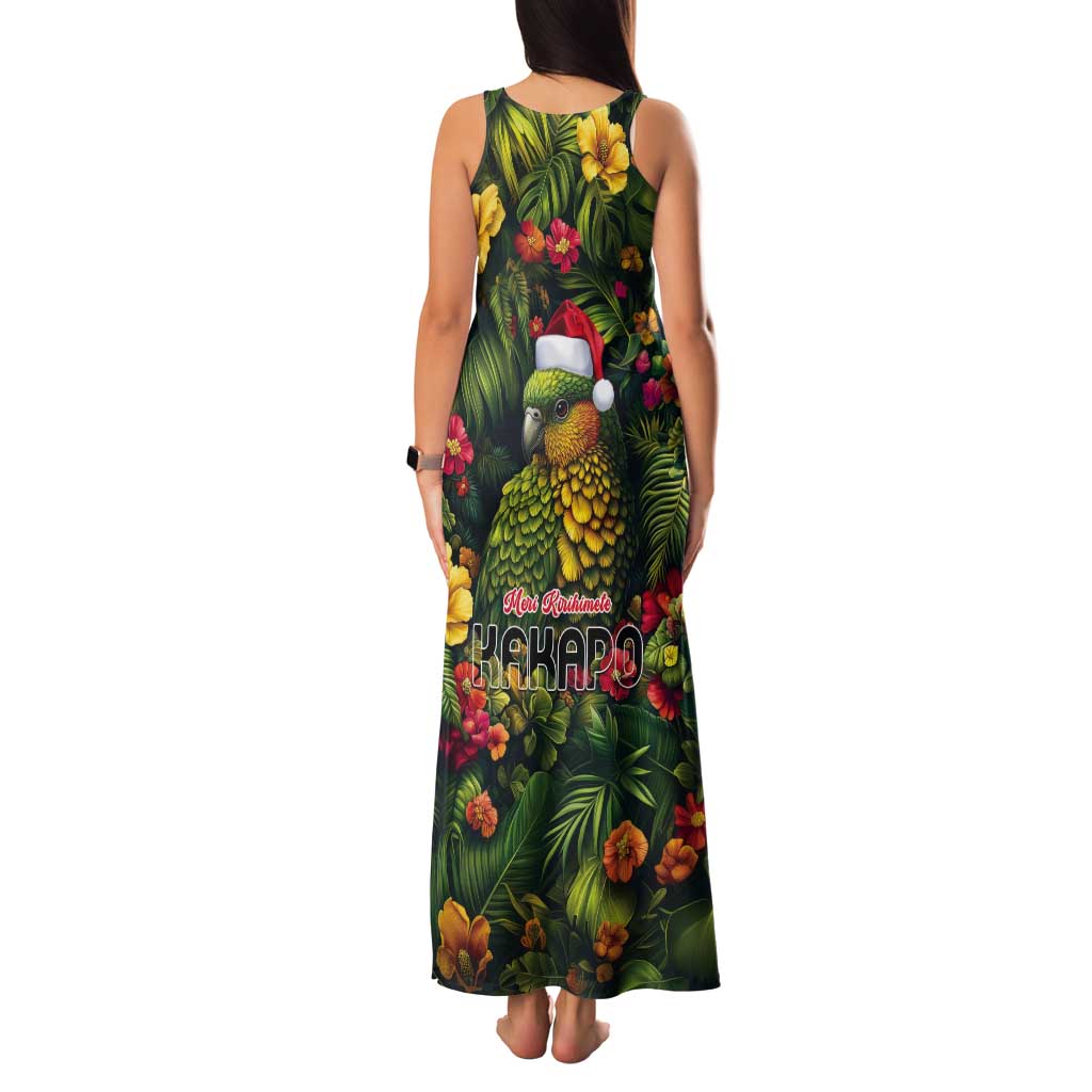Meri Kirihimete Kakapo Tank Maxi Dress New Zealand Christmas with Tropical Vibe LT9 - Polynesian Pride