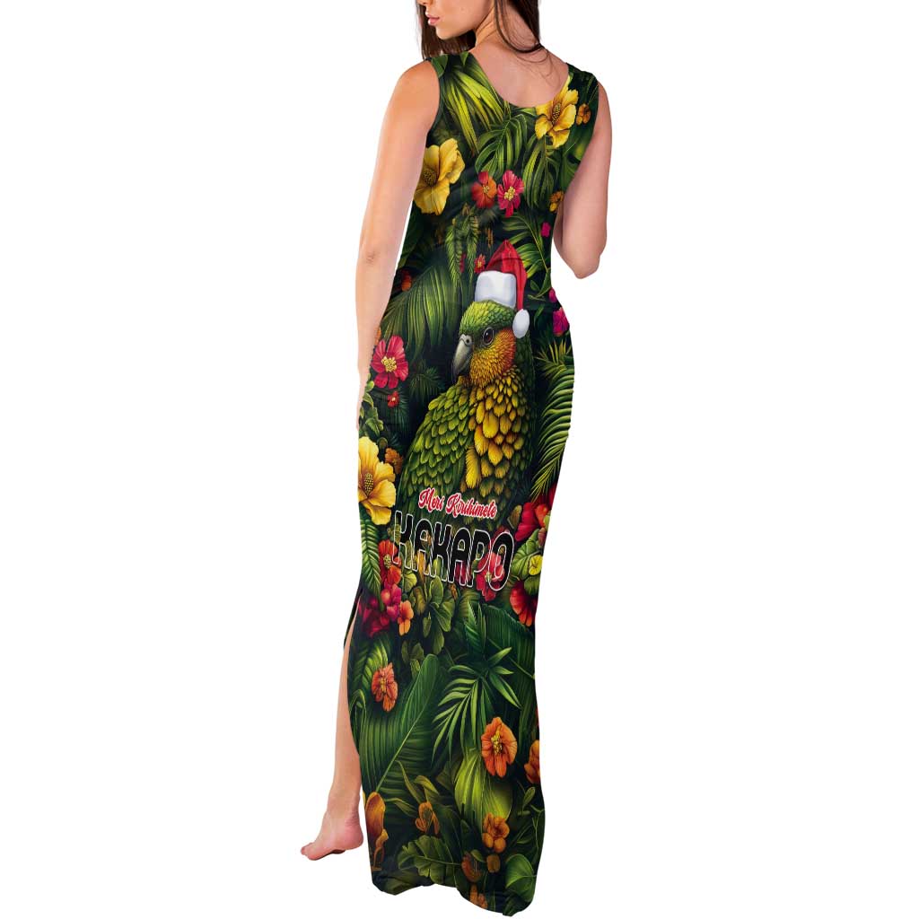 Meri Kirihimete Kakapo Tank Maxi Dress New Zealand Christmas with Tropical Vibe LT9 - Polynesian Pride