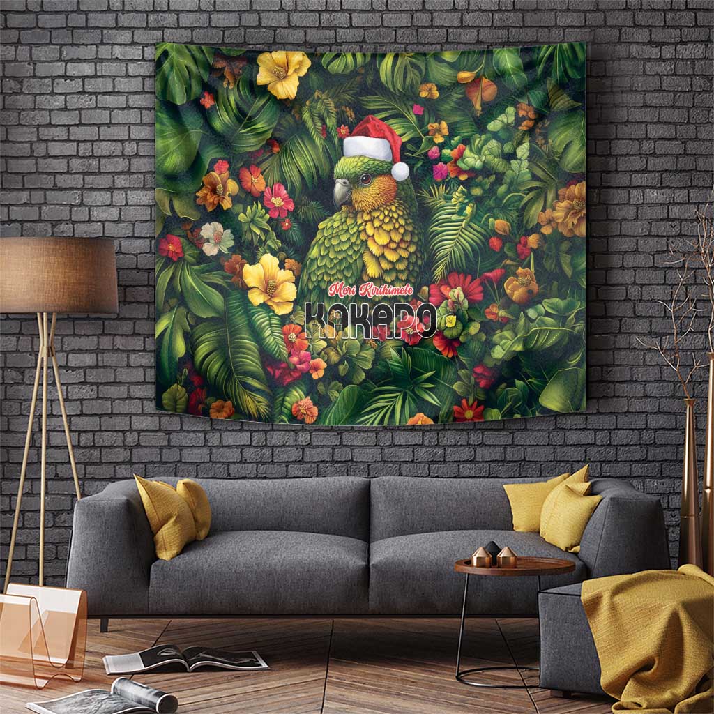 Meri Kirihimete Kakapo Tapestry New Zealand Christmas with Tropical Vibe LT9 - Polynesian Pride