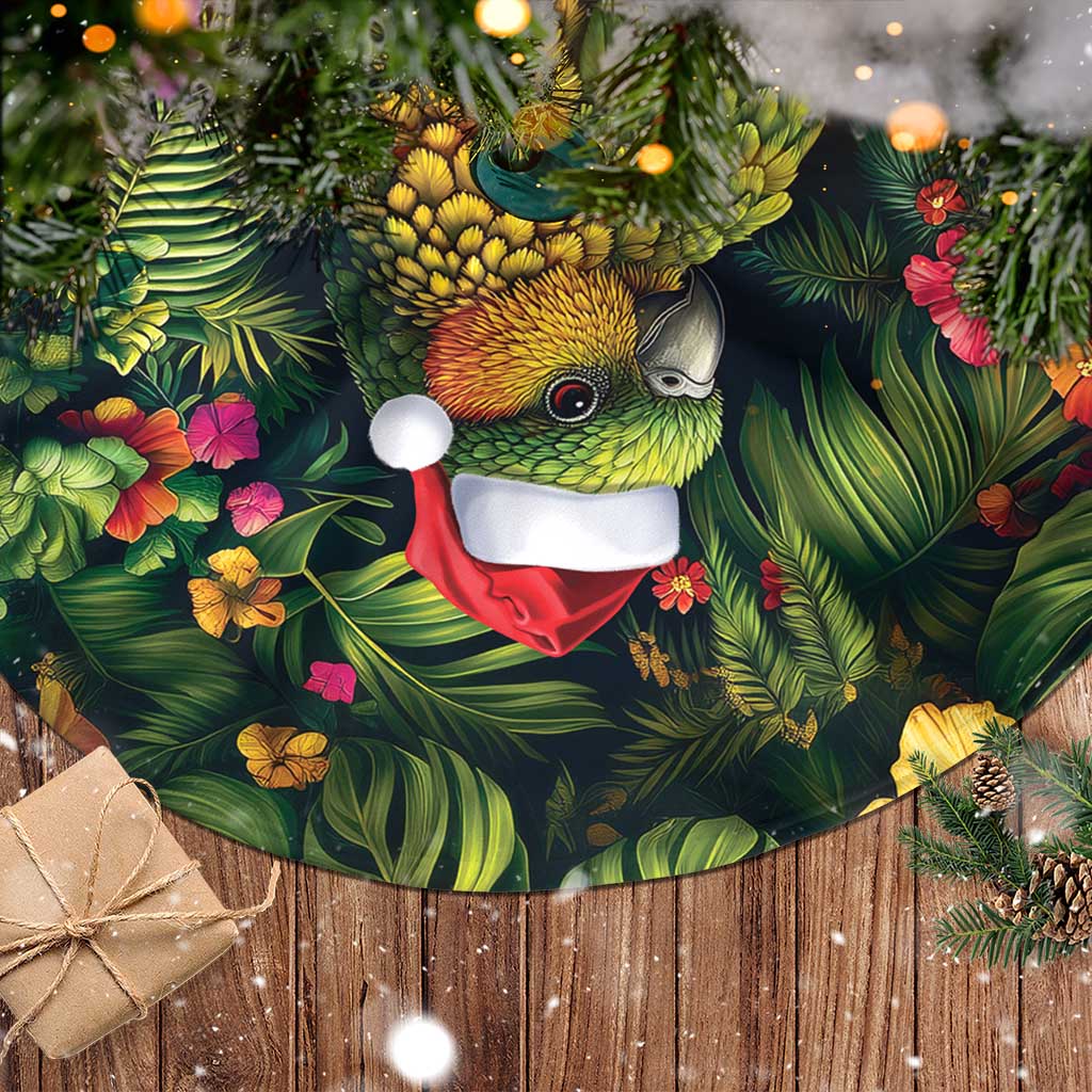 Meri Kirihimete Kakapo Tree Skirt New Zealand Christmas with Tropical Vibe LT9 - Polynesian Pride