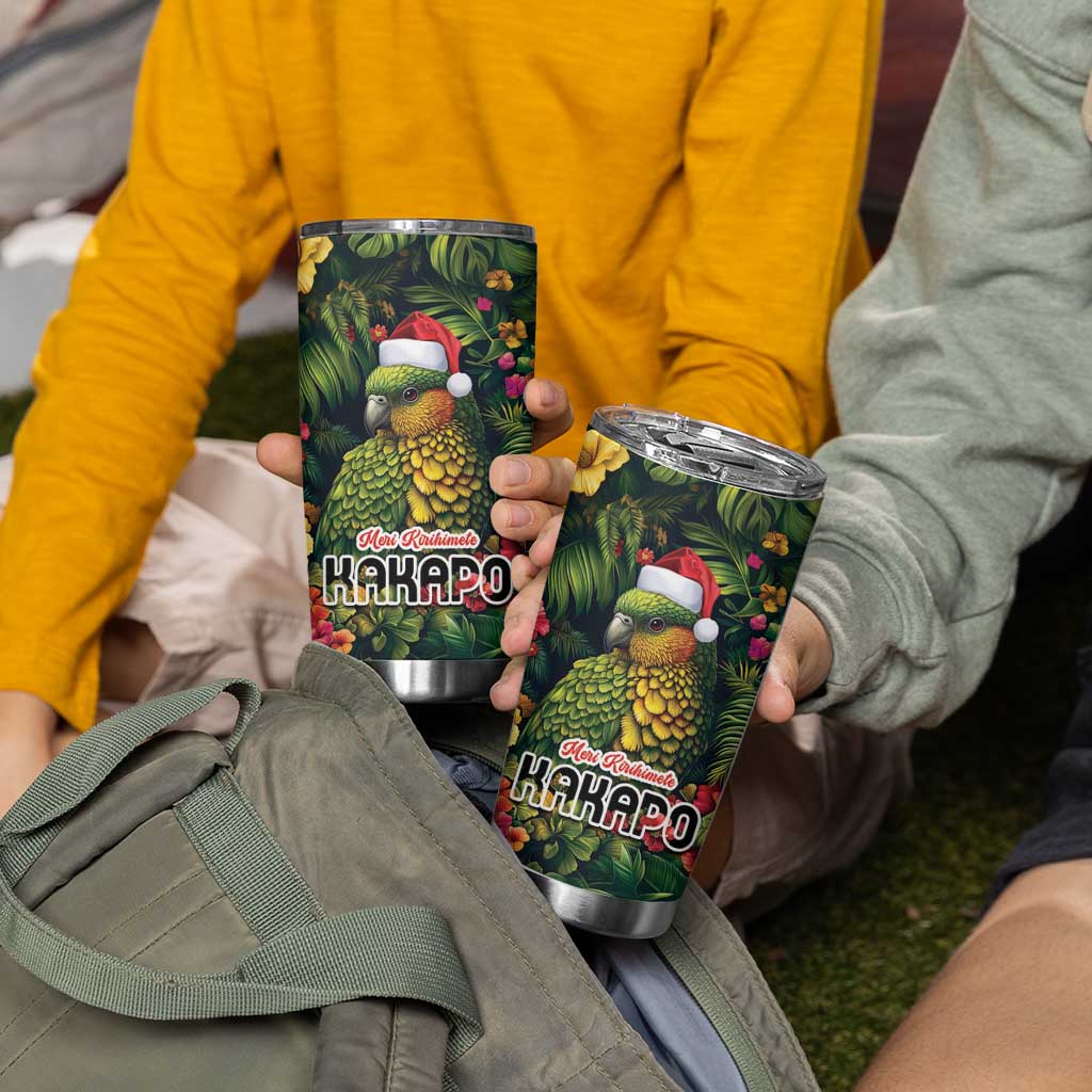 Meri Kirihimete Kakapo Tumbler Cup New Zealand Christmas with Tropical Vibe LT9 - Polynesian Pride