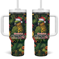 Meri Kirihimete Kakapo Tumbler With Handle New Zealand Christmas with Tropical Vibe LT9 One Size: 40 oz Green - Polynesian Pride