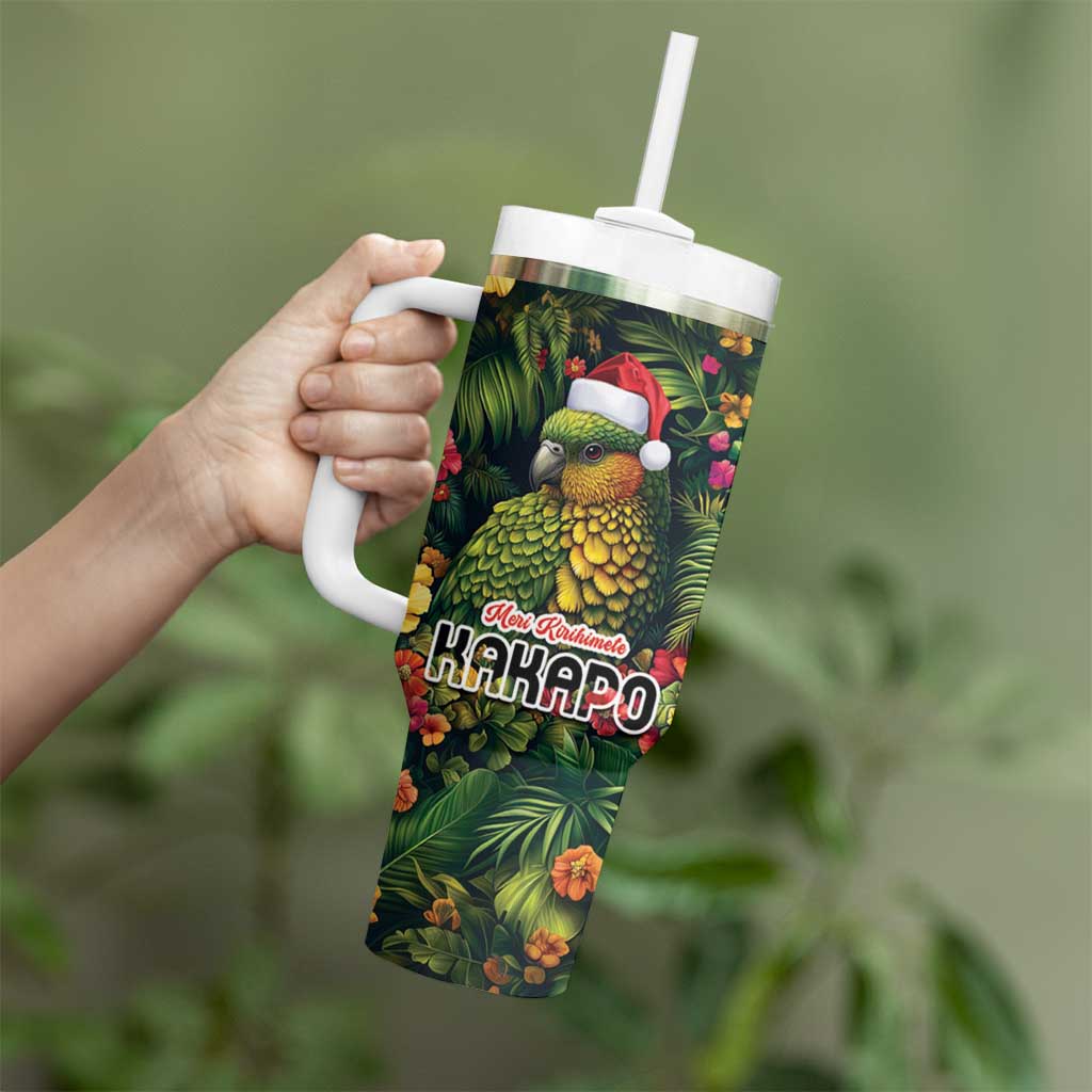 Meri Kirihimete Kakapo Tumbler With Handle New Zealand Christmas with Tropical Vibe LT9 - Polynesian Pride
