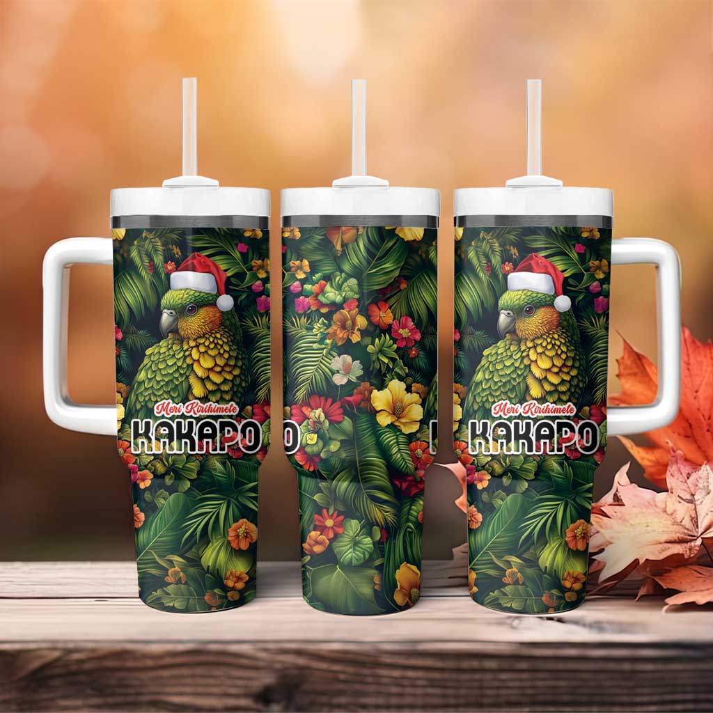 Meri Kirihimete Kakapo Tumbler With Handle New Zealand Christmas with Tropical Vibe LT9 - Polynesian Pride