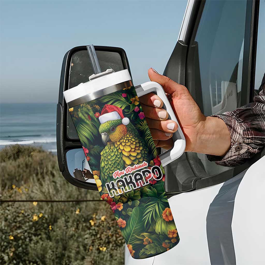 Meri Kirihimete Kakapo Tumbler With Handle New Zealand Christmas with Tropical Vibe LT9 - Polynesian Pride