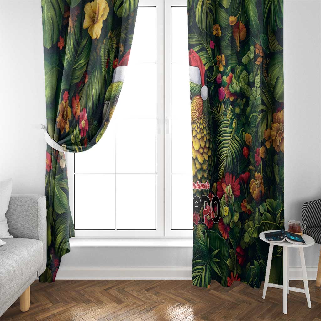 Meri Kirihimete Kakapo Window Curtain New Zealand Christmas with Tropical Vibe LT9 - Polynesian Pride