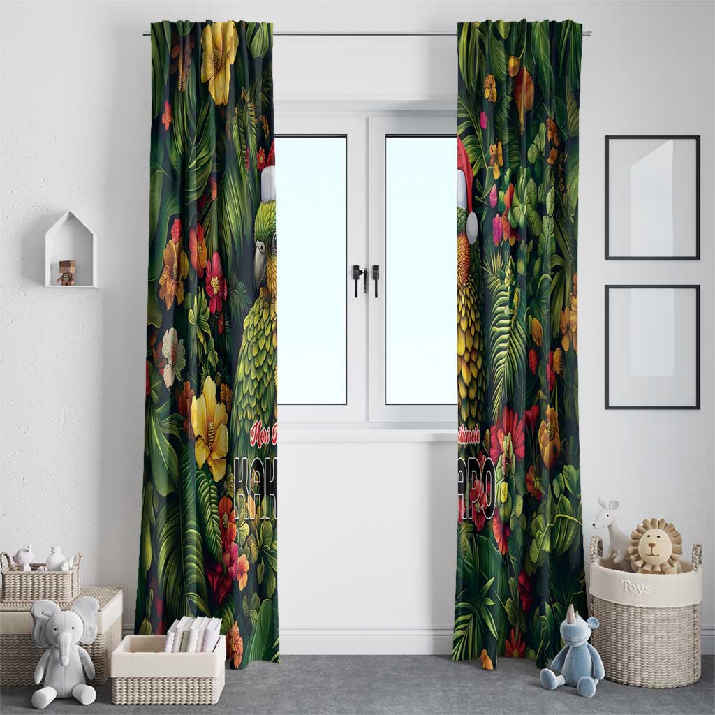Meri Kirihimete Kakapo Window Curtain New Zealand Christmas with Tropical Vibe LT9 - Polynesian Pride