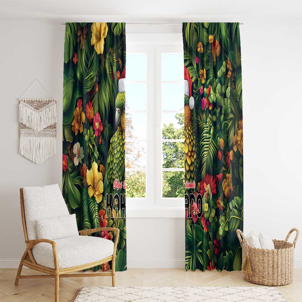 Meri Kirihimete Kakapo Window Curtain New Zealand Christmas with Tropical Vibe LT9 - Polynesian Pride