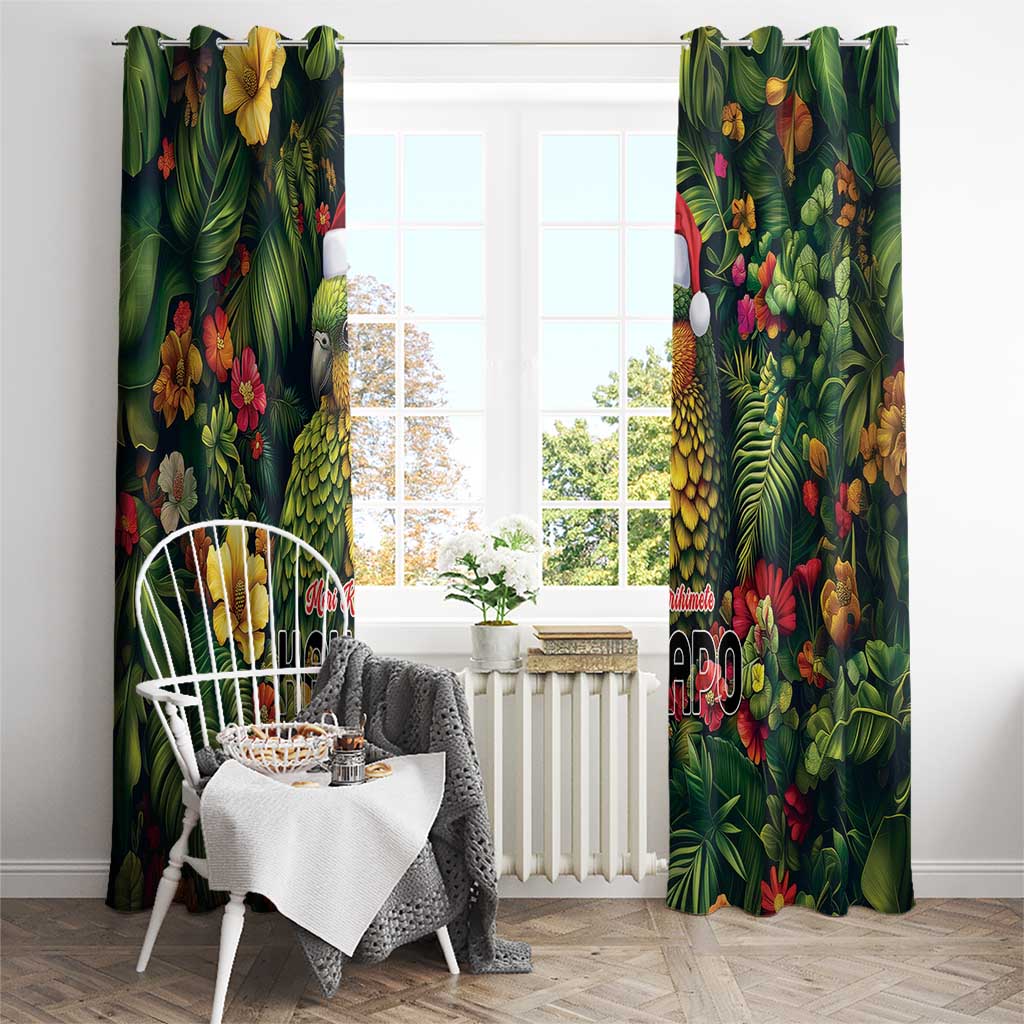 Meri Kirihimete Kakapo Window Curtain New Zealand Christmas with Tropical Vibe LT9 - Polynesian Pride