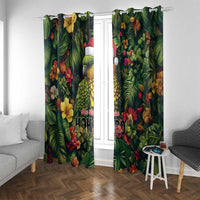 Meri Kirihimete Kakapo Window Curtain New Zealand Christmas with Tropical Vibe LT9 With Grommets Green - Polynesian Pride