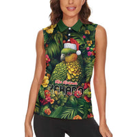 Meri Kirihimete Kakapo Women Sleeveless Polo Shirt New Zealand Christmas with Tropical Vibe LT9 - Polynesian Pride