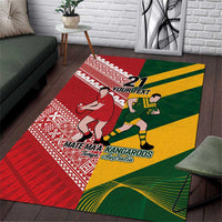 Australia-Tonga Rugby Pacific Custom Area Rug The Kangaroos and Mate Ma'a Tonga LT9 Red-Green - Polynesian Pride