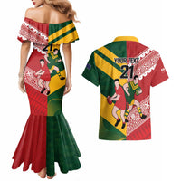 Australia-Tonga Rugby Pacific Custom Couples Matching Mermaid Dress and Hawaiian Shirt The Kangaroos and Mate Ma'a Tonga LT9 - Polynesian Pride