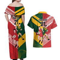Australia-Tonga Rugby Pacific Custom Couples Matching Off Shoulder Maxi Dress and Hawaiian Shirt The Kangaroos and Mate Ma'a Tonga LT9 - Polynesian Pride