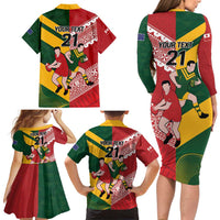 Australia-Tonga Rugby Pacific Custom Family Matching Long Sleeve Bodycon Dress and Hawaiian Shirt The Kangaroos and Mate Ma'a Tonga LT9 - Polynesian Pride