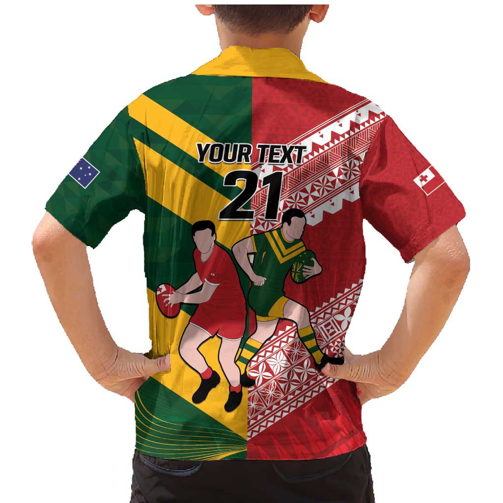 Australia-Tonga Rugby Pacific Custom Family Matching Mermaid Dress and Hawaiian Shirt The Kangaroos and Mate Ma'a Tonga LT9 - Polynesian Pride