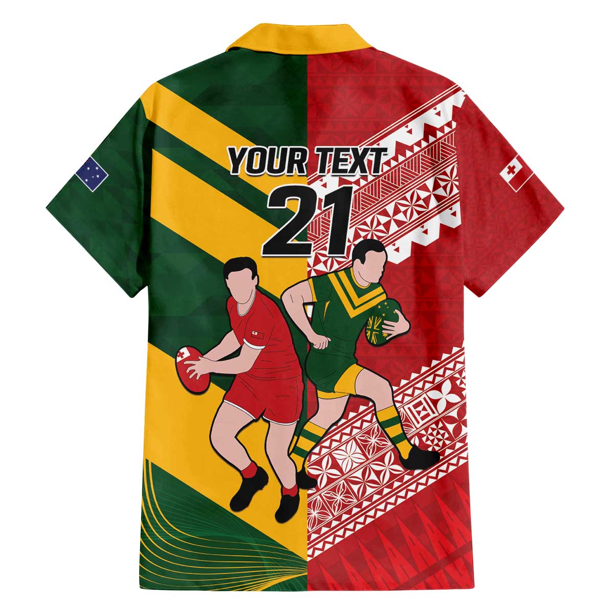 Australia-Tonga Rugby Pacific Custom Family Matching Off The Shoulder Long Sleeve Dress and Hawaiian Shirt The Kangaroos and Mate Ma'a Tonga LT9 - Polynesian Pride