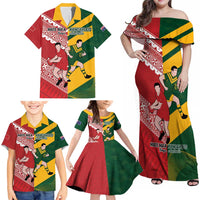 Australia-Tonga Rugby Pacific Custom Family Matching Off Shoulder Maxi Dress and Hawaiian Shirt The Kangaroos and Mate Ma'a Tonga LT9 - Polynesian Pride