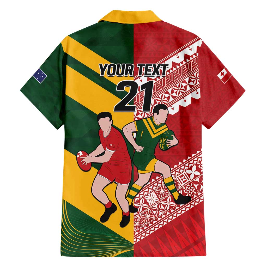 Australia-Tonga Rugby Pacific Custom Family Matching Off Shoulder Maxi Dress and Hawaiian Shirt The Kangaroos and Mate Ma'a Tonga LT9 - Polynesian Pride
