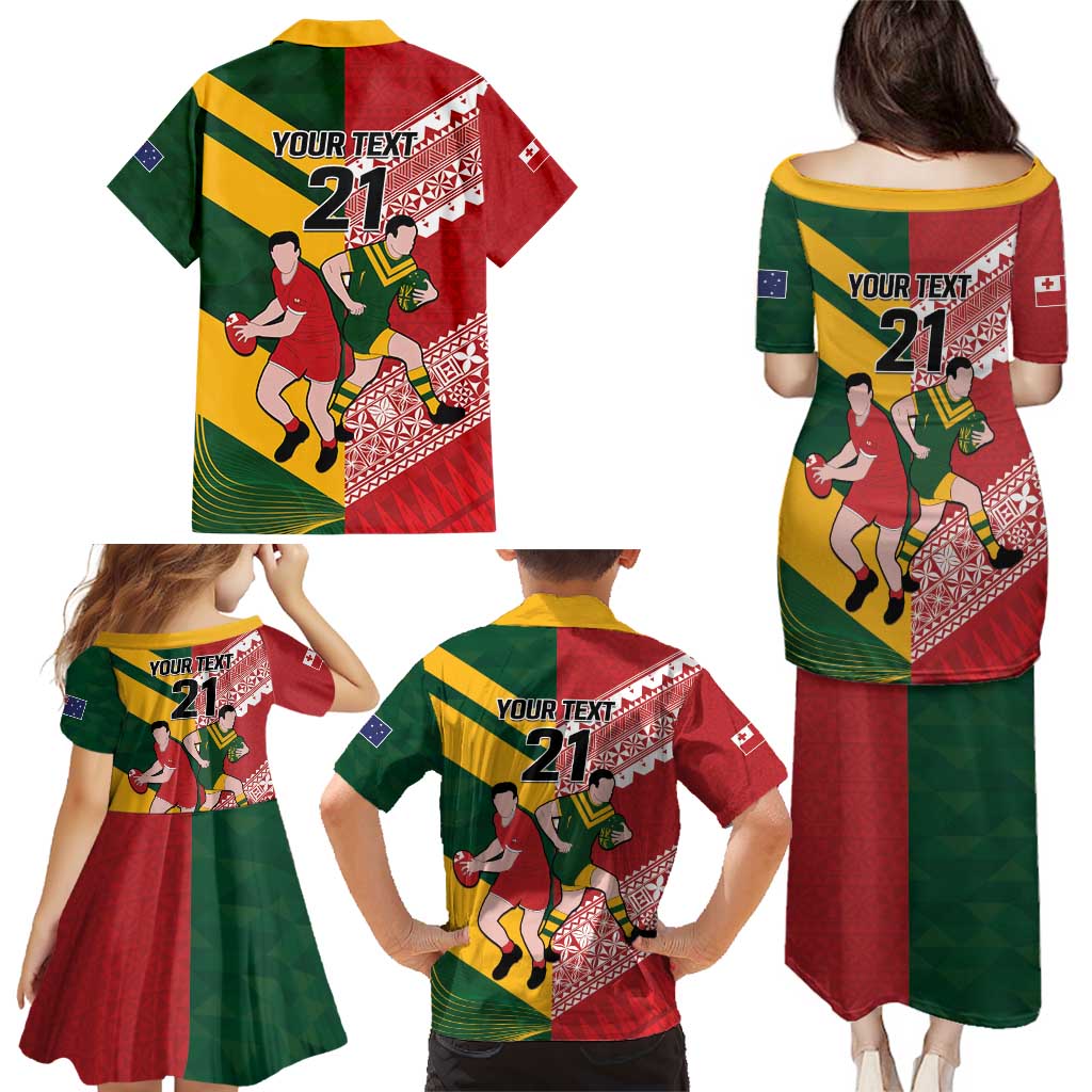 Australia-Tonga Rugby Pacific Custom Family Matching Puletasi and Hawaiian Shirt The Kangaroos and Mate Ma'a Tonga LT9 - Polynesian Pride