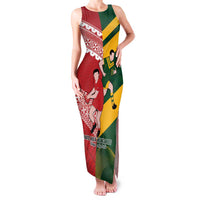 Australia-Tonga Rugby Pacific Custom Family Matching Tank Maxi Dress and Hawaiian Shirt The Kangaroos and Mate Ma'a Tonga LT9 Mom's Dress Red-Green - Polynesian Pride