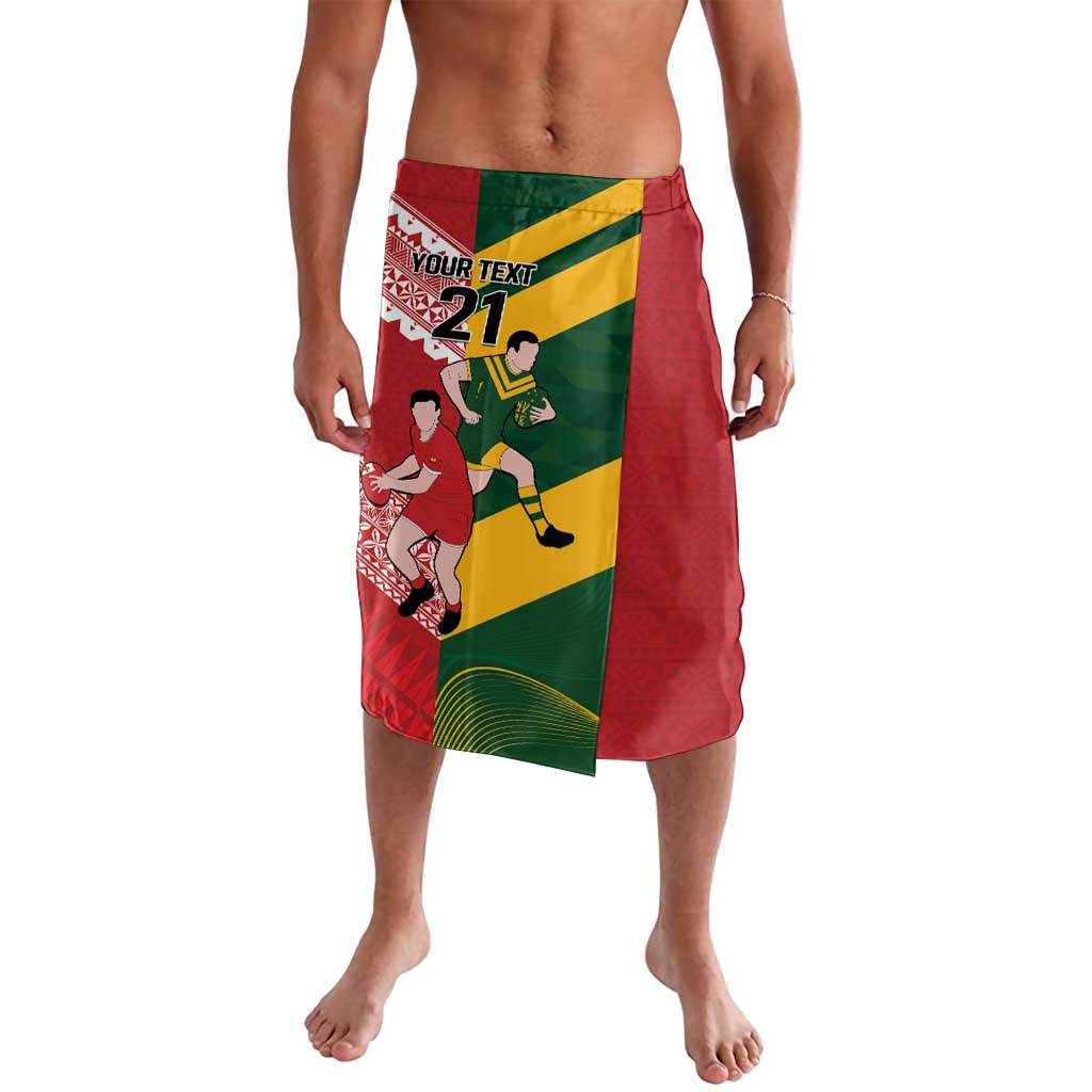 Australia-Tonga Rugby Pacific Custom Lavalava The Kangaroos and Mate Ma'a Tonga LT9 Red-Green - Polynesian Pride