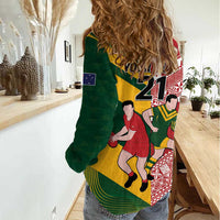 Australia-Tonga Rugby Pacific Custom Women Casual Shirt The Kangaroos and Mate Ma'a Tonga